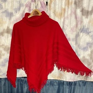 Red Turtleneck Shawl